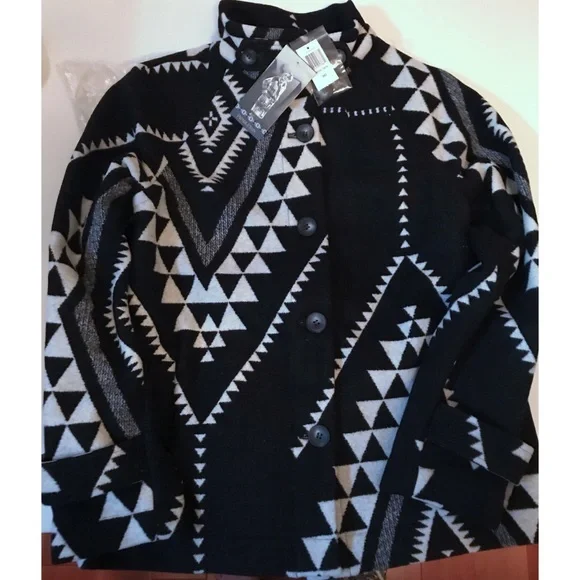 Pendleton Black Mesa Aztec Virgin Wool Blanket Coat Brand New Womens Size Medium - Picture 3 of 8